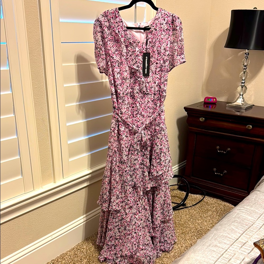 Karl Lagerfeld Pink Patterned Maxi Dress